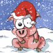 Hiver: Cochon dans la neige