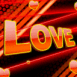 Texte "LOVE" sur fond laser